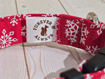 Snowflake Red Premium Dog Collar