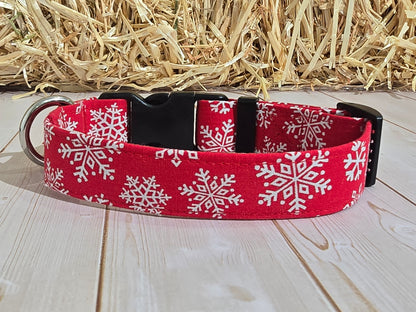 Snowflake Red Premium Dog Collar