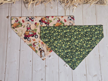 Fall Harvest Dogs and Green Xmas Floral Bandana