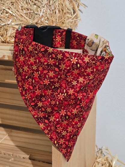 Fall Harvest Dogs and Red Xmas Floral Bandana