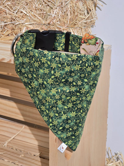 Fall Harvest Dogs and Green Xmas Floral Bandana