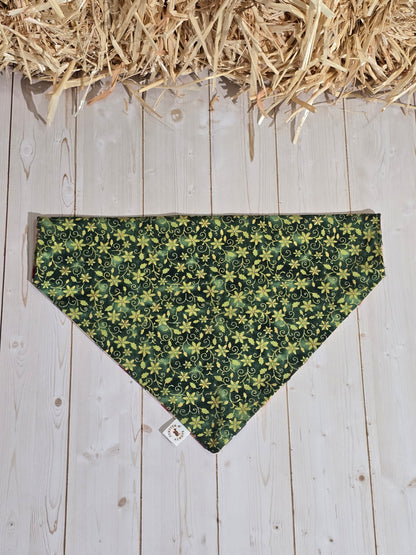 Fall Harvest Dogs and Green Xmas Floral Bandana